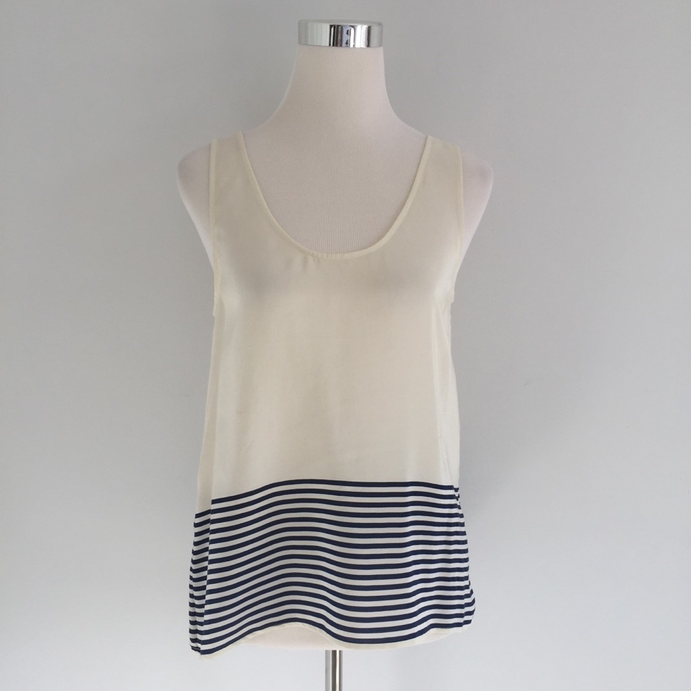 Joie Striped Silk Drapey Tank Top
